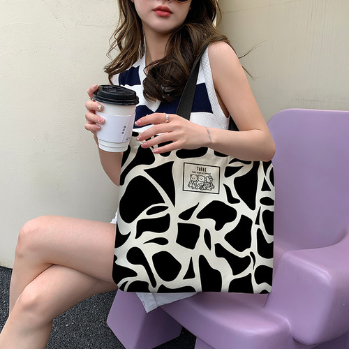 Canvas bag women's large capacity 2024 new shoulder bag original student class versatile shoulder bag handheld tote bag