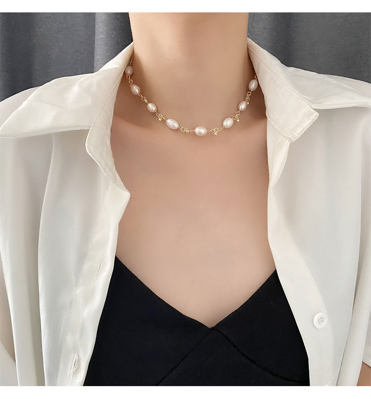 INS Style Round Pearl Copper Plating Necklace 1 Piece