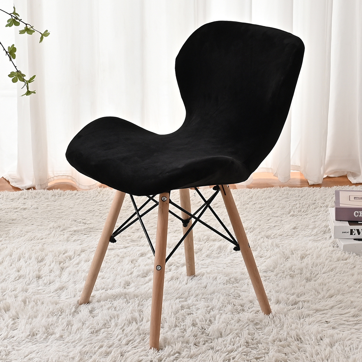 Funda para silla de mariposa de terciopelo de zorro plateado elástica de punto transfronterizo a prueba de polvo Funda para silla de mariposa de terciopelo grueso de color sólido universal