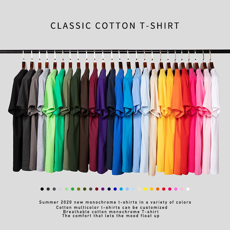 170g Combed Cotton Short-Sleeved Men's and Women's T-Shirts Round Neck Short-Sleeved t Pure Color Advertising Shirts Straight Casual Round Neck Group Clothing Wholesale