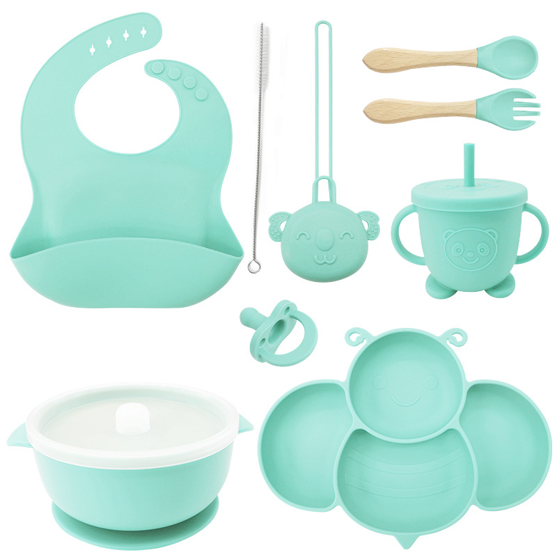 De dibujos animados de los niños vajilla Placa de rejilla de alimentos para bebés suplemento integrado de grado alimenticio Placa de silicona integrada ventosa