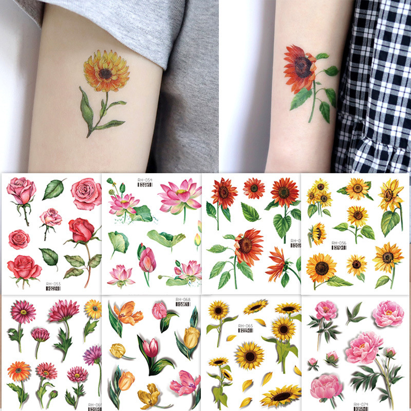 Tattoo stickers color flowers small fresh high-end sense of safety waterproof temporary face stickers arm stickers cross-border in stock