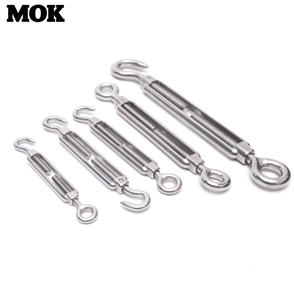 现货不锈钢开体花篮螺丝  钢丝绳链条收紧器  钩钩勾圈花篮收紧器