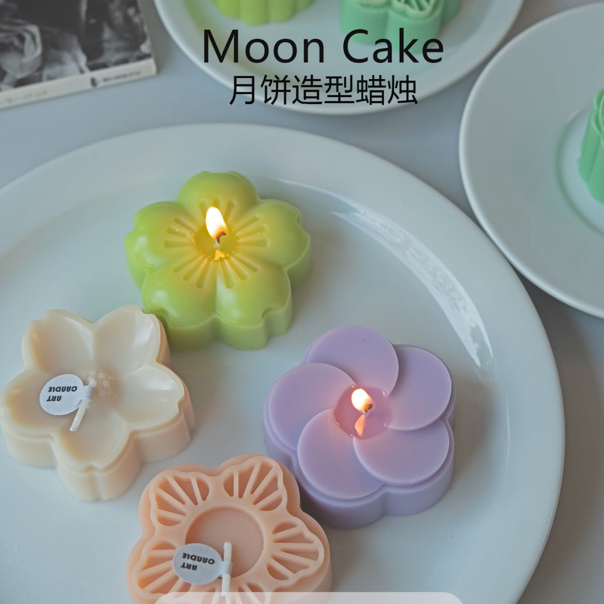 Festival de mediados de otoño pastel de Luna flor conejito forma vela lindo interesante decoración creativa decoración Venta caliente al por mayor