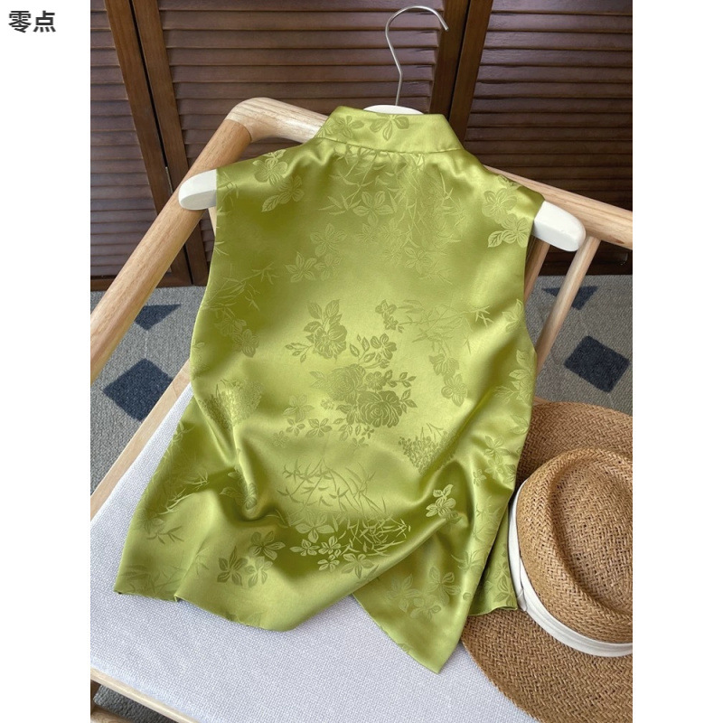 New Chinese Style Casual Versatile Jacquard National Style Vest for Women 2025 Spring and Summer New French Retro Sleeveless Top Straight Hair