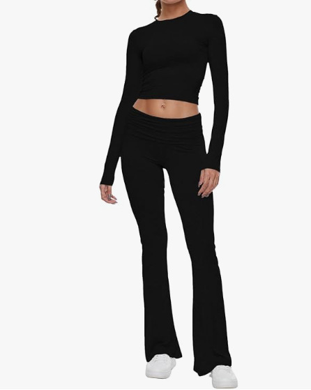 336g Weight Long Sleeve Sleeve Length Spandex, Polyester Fabric Type Pant Co-ord Set Sets Type 2 Pieces Set Quantity Holiday, Daily Occasion Round Neck Neckline Slim Fit Type Solid Color Pattern Summer, Spring Season Women's Gender Streetwear Style Holiday Daily Women's Streetwear Solid Color Spandex Polyester Pant Co-ord Set Pants Sets 14