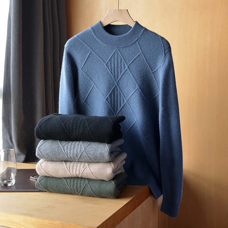 Thickened Half-turtleneck Cashmere Sweater Men's Pullover Cashmere Loose plus size Business Casual Sweater Thickened Half-turtleneck Cashmere Sweater Men's Pullover Cashmere Loose plus size Business Casual Sweater