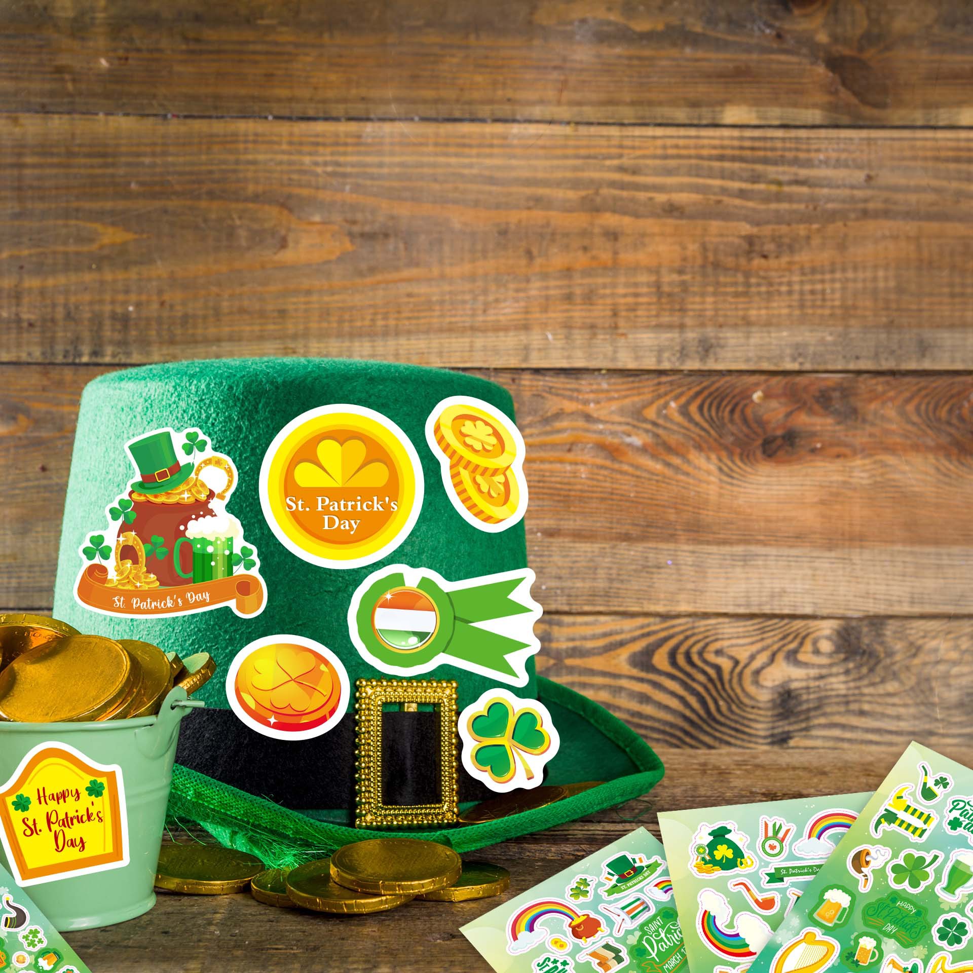 CM2311007 dibujos animados para niños lindo Festival irlandés rompecabezas interactivo entre padres e hijos DIY pegatinas