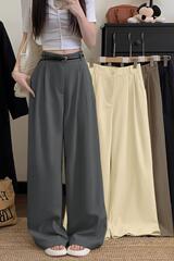 高腰2025女秋季气质小个子拖地西装裤秋季垂感休闲宽松直筒阔腿裤