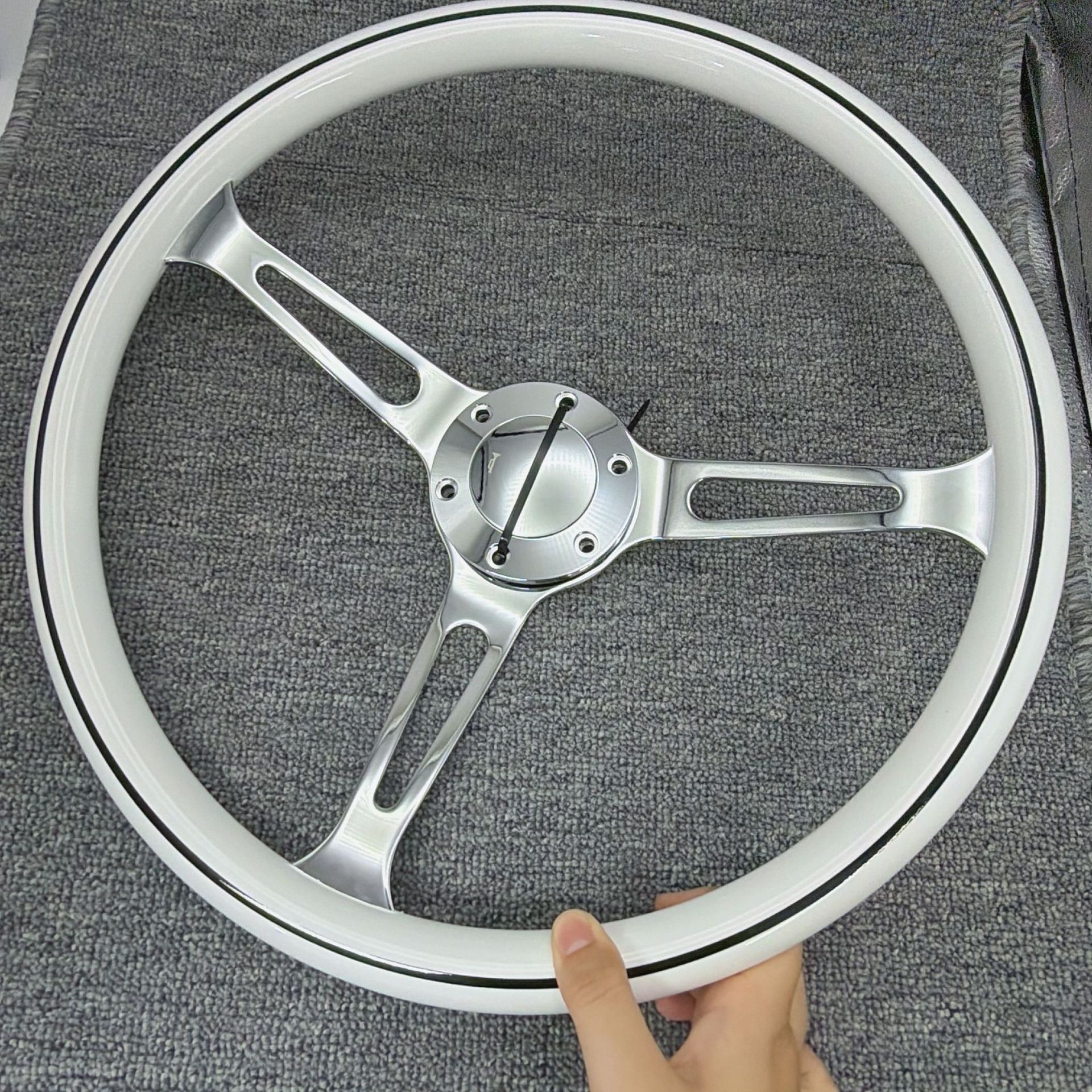 15inch White retro car steering wheel modification universal electroplated bracket ABS material racing steering