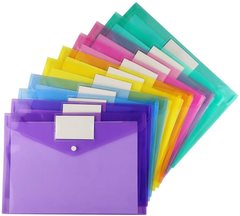 Amazon A4 candy color transparent PP snap fastener file bag, document storage bag, student file folder