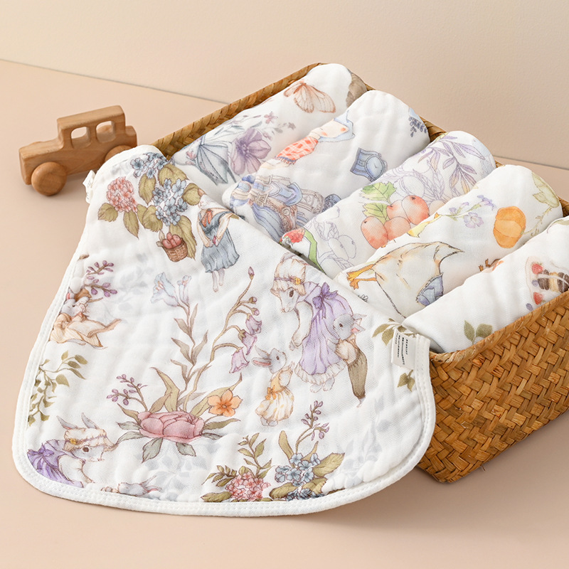 Baby Class A Children's Scarf Newborn Cotton Gauze Small Square Scarf Baby Face Scarf Children's Supplies Six-Layer Small Towel