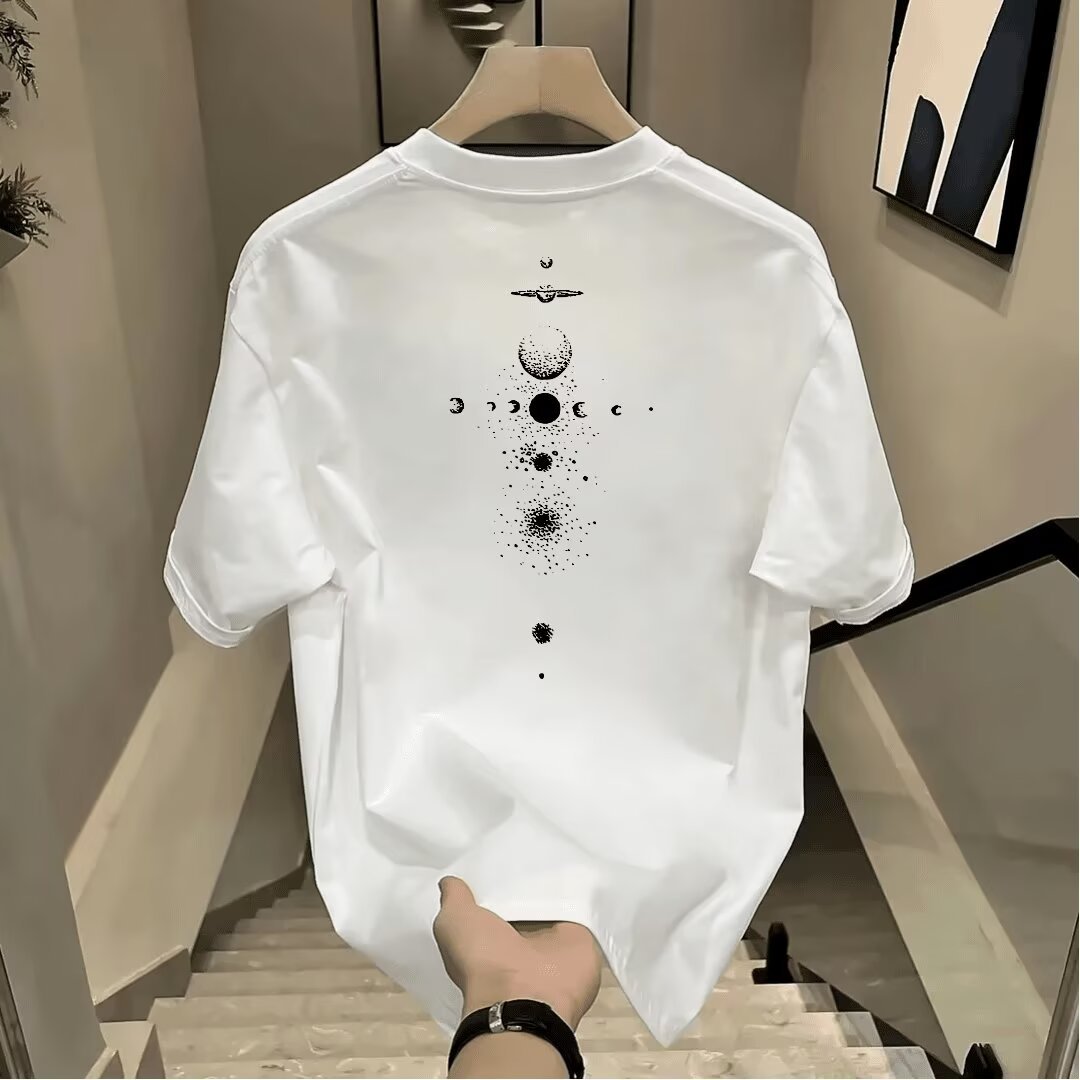 Men's Casual Short Sleeve T-Shirt With Cartoon Print, Soft Breathable Cotton, Comfort Fit Round Neck Tee For Daily Wear_viptrois.com