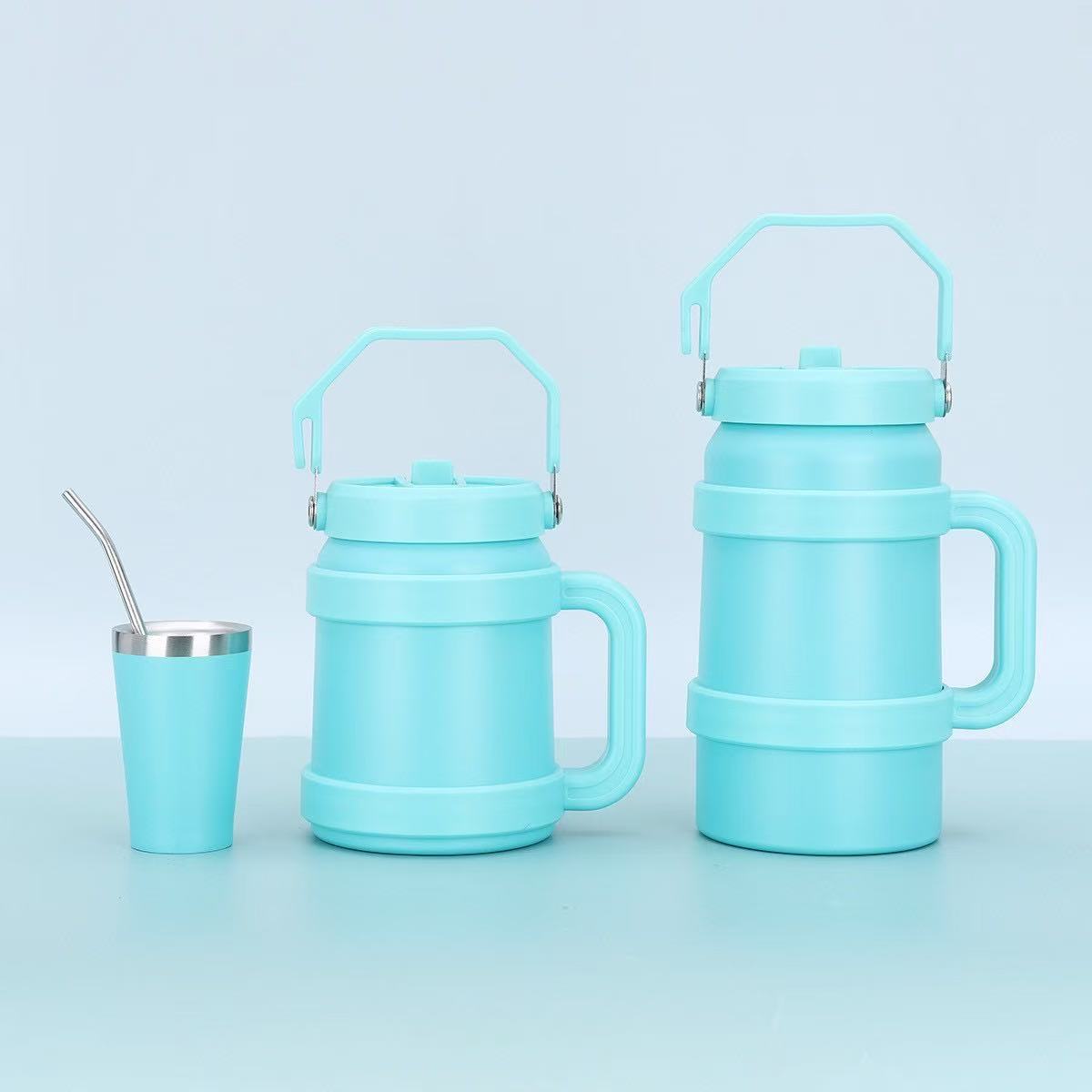 Portable al aire libre 50oz Toneladas Toneladas Toneladas Taza de paja de almacenamiento en frío de gran capacidad Mango Copa Bingba Taza termo de acero inoxidable 304