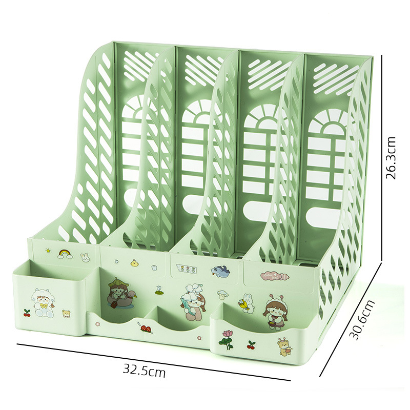 대외 무역 사무용품 도매 두꺼운 4 열 데스크탑 파일 랙 데이터 박스 책 파일 상자 문구 저장 상자