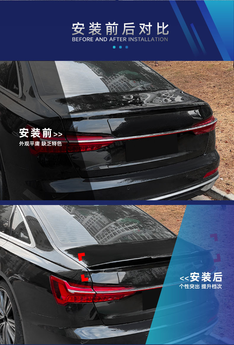 Suitable for Audi A6 S6 C8 2018-2025 PSM model rear spoiler, top spoiler, fixed wing, spoiler, cross-border modification