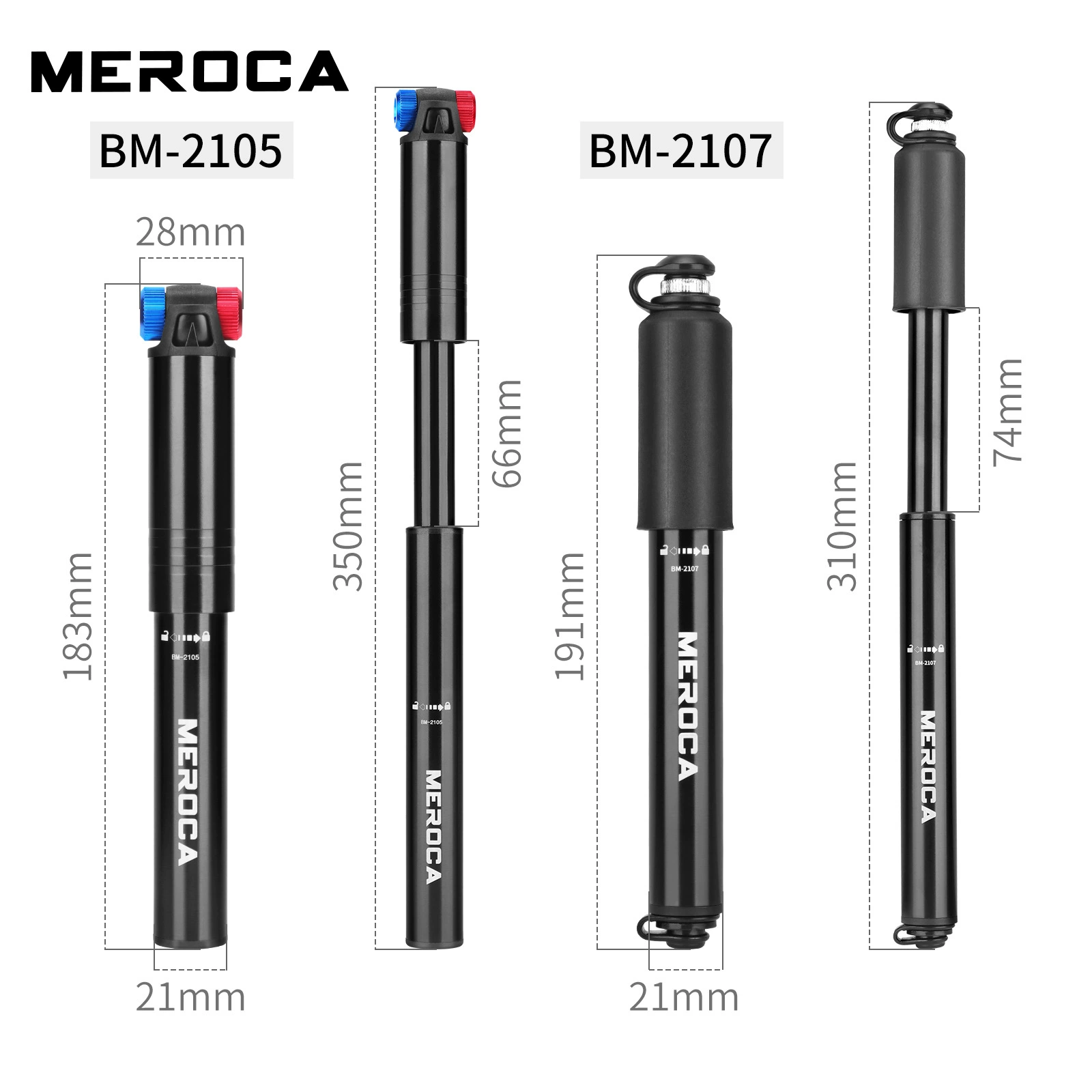 MEROCA BM2105/2107 Портативный цилиндр из алюминиевого сплава для накачивания Meifa рот двойная головка, давление, износостойкость, защита от коррозии и ржавчины