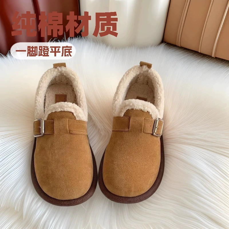 Женские модные универсальные туфли-слипоны в стиле Birkenstock 2025 года для студенток, с мягкой подошвой, нескользящие, теплые женские туфли
