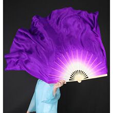 舞蹈扇子古典民族舞胶州秧歌广场舞长绸扇双面加长紫色渐变跳舞扇