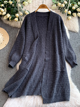 慵懒松弛风chic软糯毛绒针织连衣裙女秋冬宽松显瘦中长款风衣外套