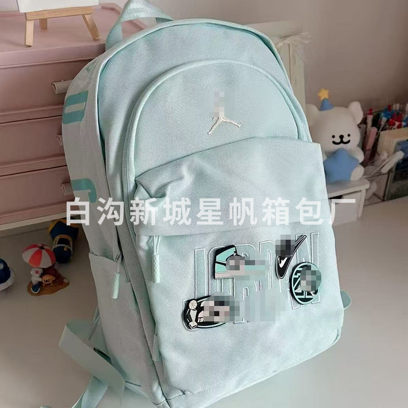 Cross-Border New Model Aj Jumpman Backpack with Velcro Badge Travel Bag for Men and Women Casual Outdoor Backpack Wholesale