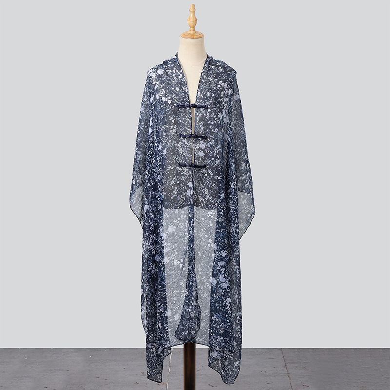 Chal Bufanda Verano de alta gama Nuevo estilo exótico Diadema Hebilla Estilo étnico Protector solar Chal con honda