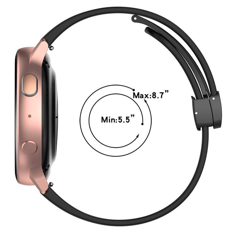 20 / 22mm correa de reloj de silicona con botón negro plegable correa de reloj de negocios ocio impermeable