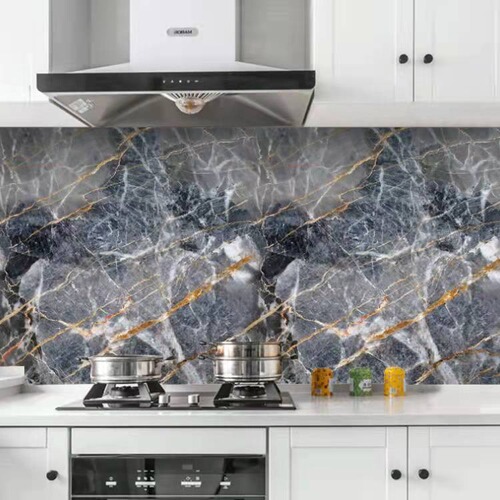 3m 5m Marble Kitchen Sticker Waterproof Oilproof High Temperature Aluminum Foil Kitchen Furniture Sticker Wallpaper Wholesale