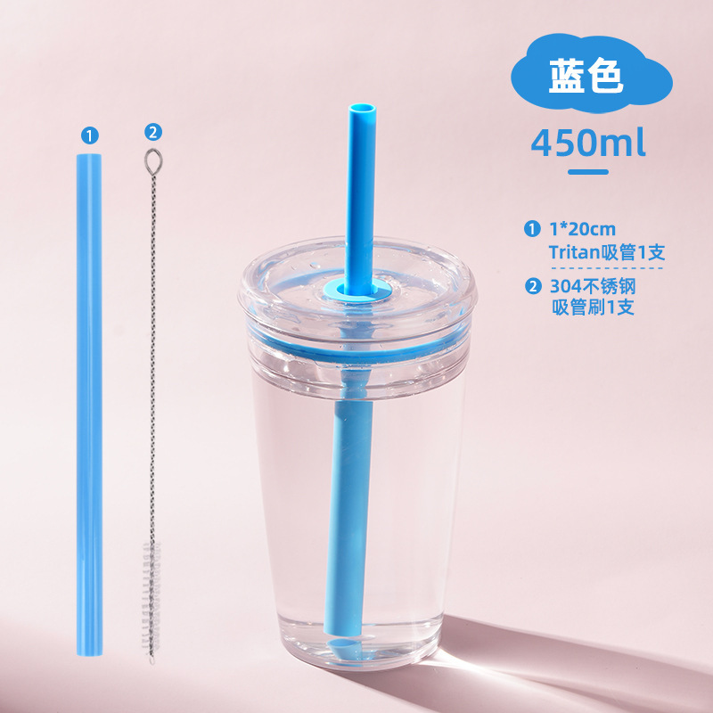 2025 新しいクロスボーダー 450 ミリリットル単層 Tritan ストローカップミルクティーカップコーヒーカップマルチカラーキャンディストローカップ|undefined