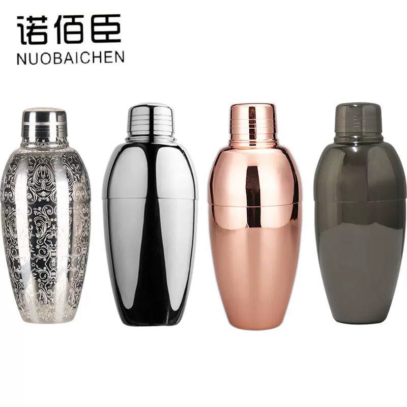 不锈钢304日式摇酒壶三段式调酒器酒吧用品雪克杯shaker500ml外贸