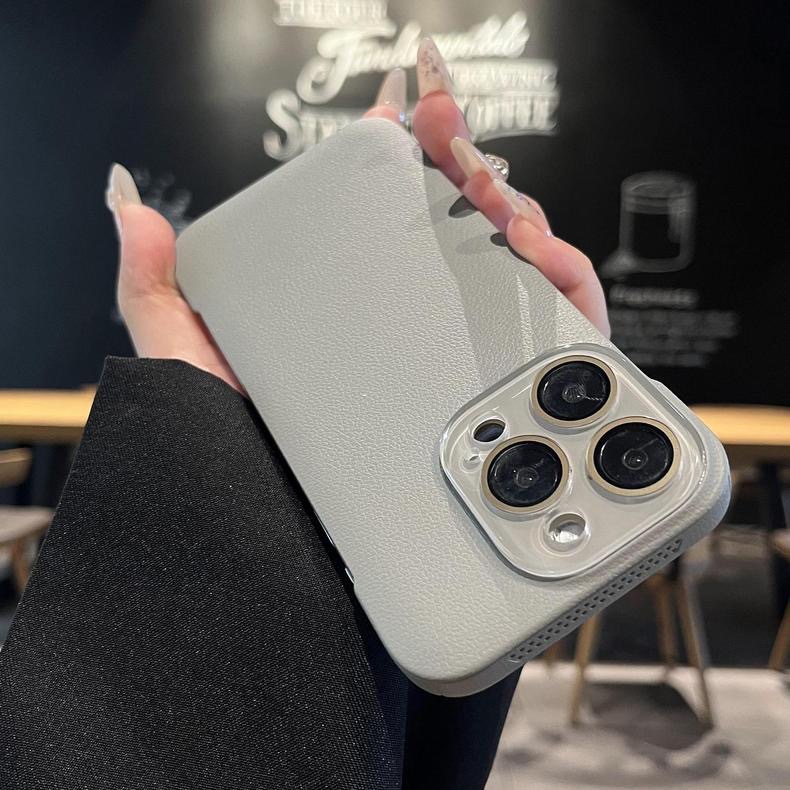 Simple color sólido sin bordes patrón de lichi para iphone16ProMax funda para teléfono móvil Apple 14 15 pareja 13 nuevo