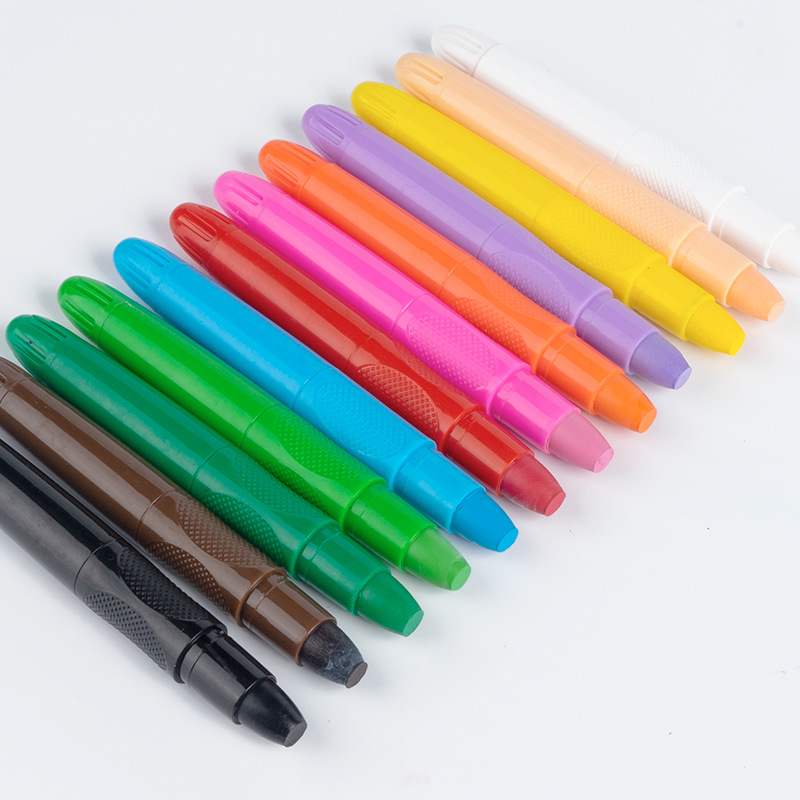 Fabricante caliente-venta rotativa crayón soluble en agua crayón 12-color Cara color crayón traje de pintura al óleo palo lavado crayón