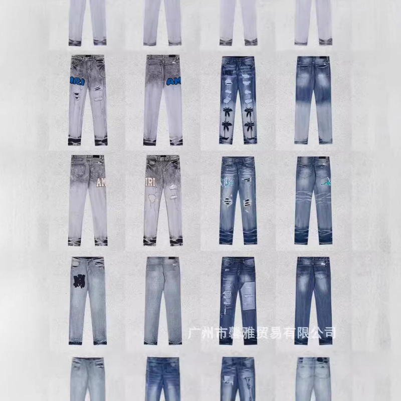 Correct Amiri High Street Ripped Slim-fit Skinny Jeans Men's 2024 Autumn New Arrival Amiri Stretch Trousers