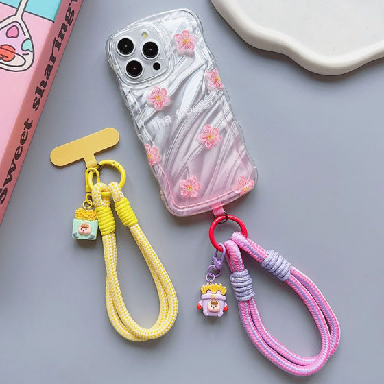 New creative cartoon mobile phone case chain universal all-match short rope hand-held chain macaron color anti-loss rope