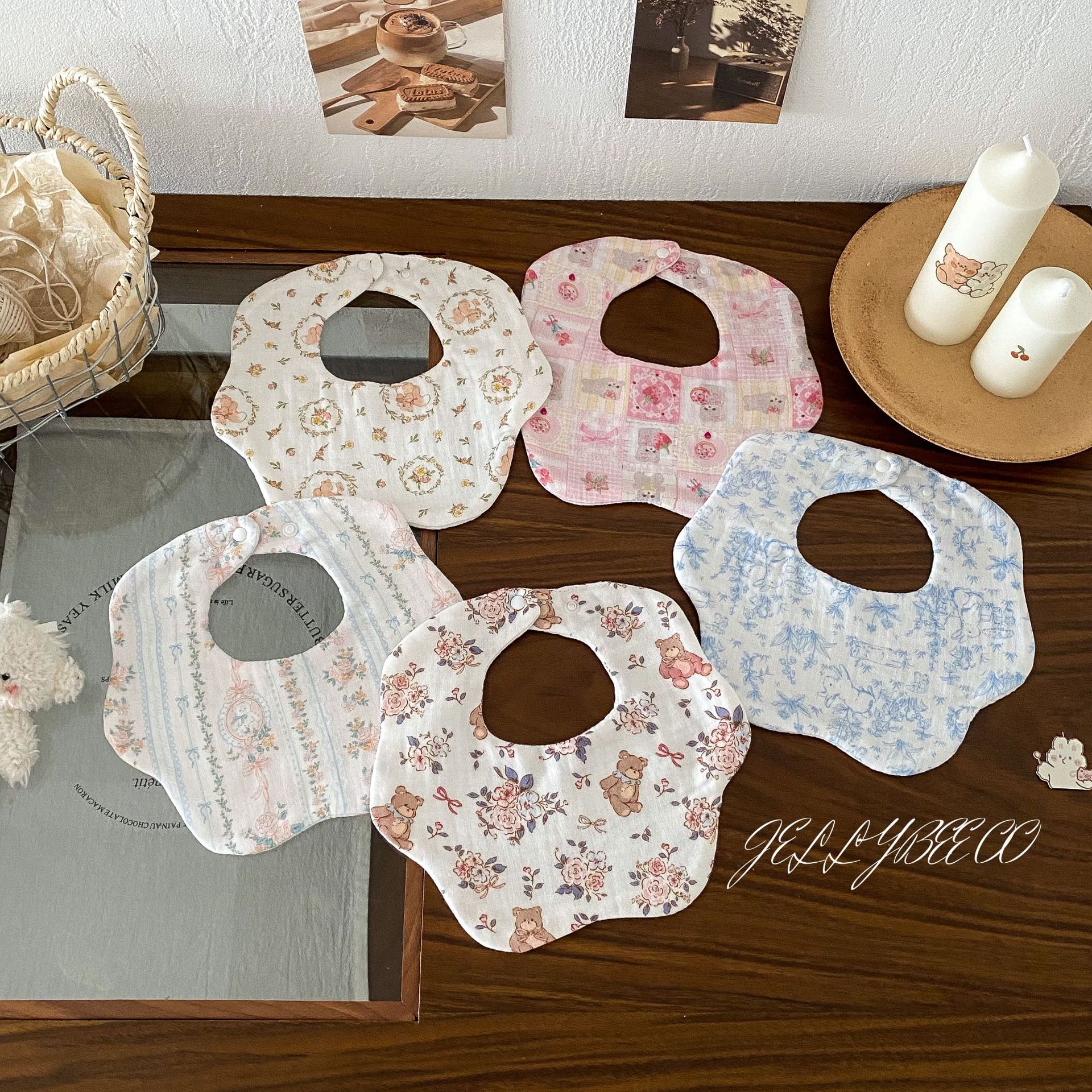 Ins Style Nordic Style Baby Slippery Towel Petal Baby Bib Pure Cotton Yarn Newborn Bib Anti-Spitting Absorbent 6 Layers