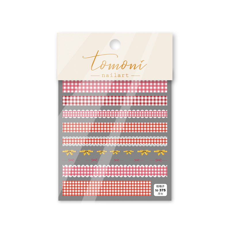 2021 nueva pegatina adhesiva de flor en blanco y negro ultrafina simple de estilo japonés etiqueta engomada de uñas de papel en línea popular encaje a cuadros