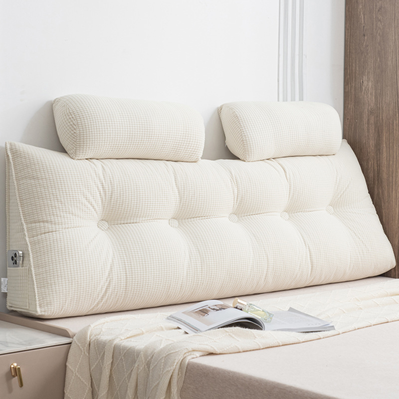 2025 新クリームスタイル寝室のベッドサイドクッション畳ソフトパッケージ腰サポート背もたれソファ出窓半分横たわる枕