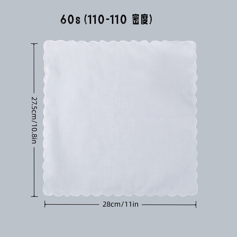 コットンハンカチ 110-110 ハンカチ ウェディング クリスマス 11x11 "ホワイトコットン三日月刺繍トリム|undefined