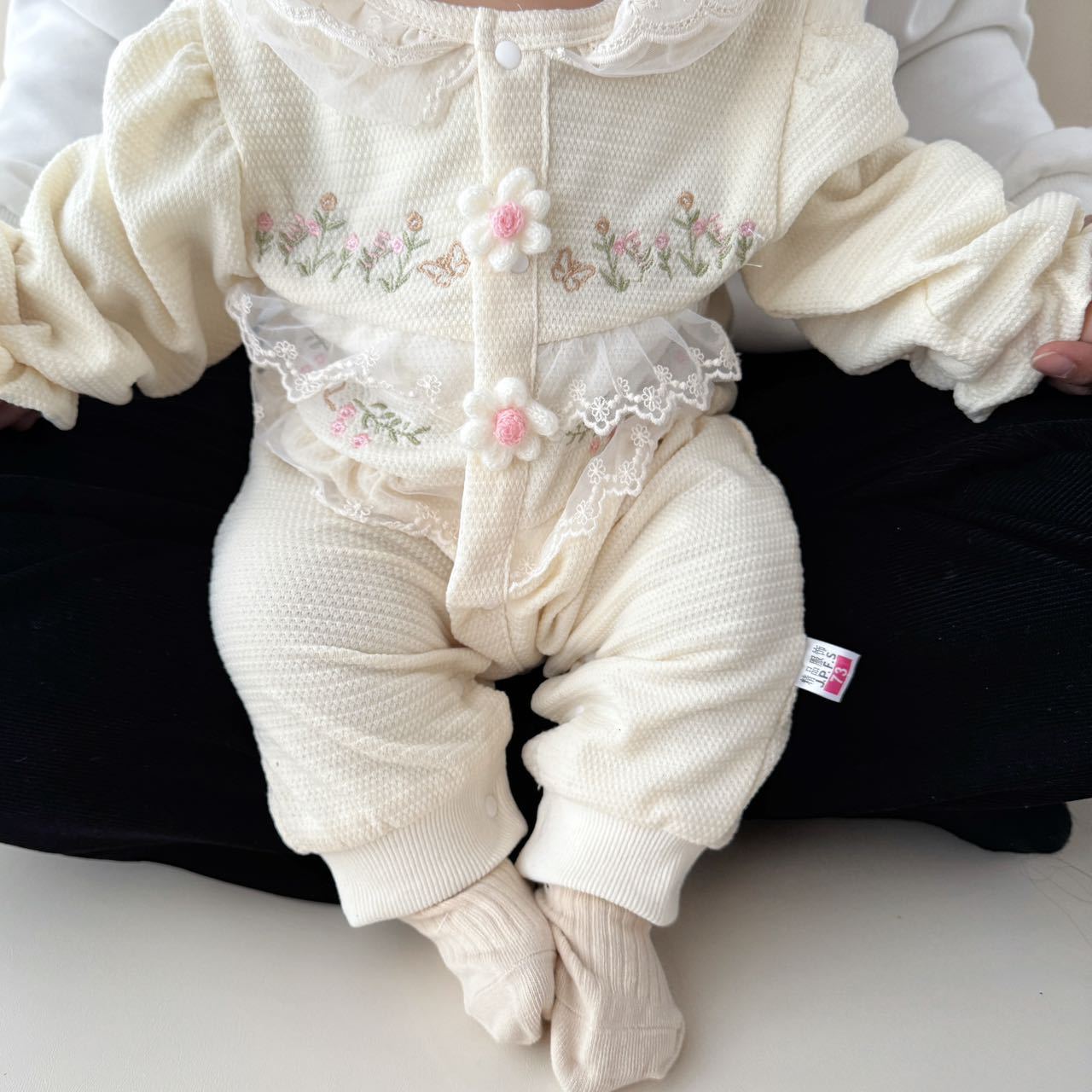Primavera y otoño nuevo estilo coreano bebé princesa estilo estilo occidental mamelero de una pieza con capucha vestido de cien días de luna llena para niñas