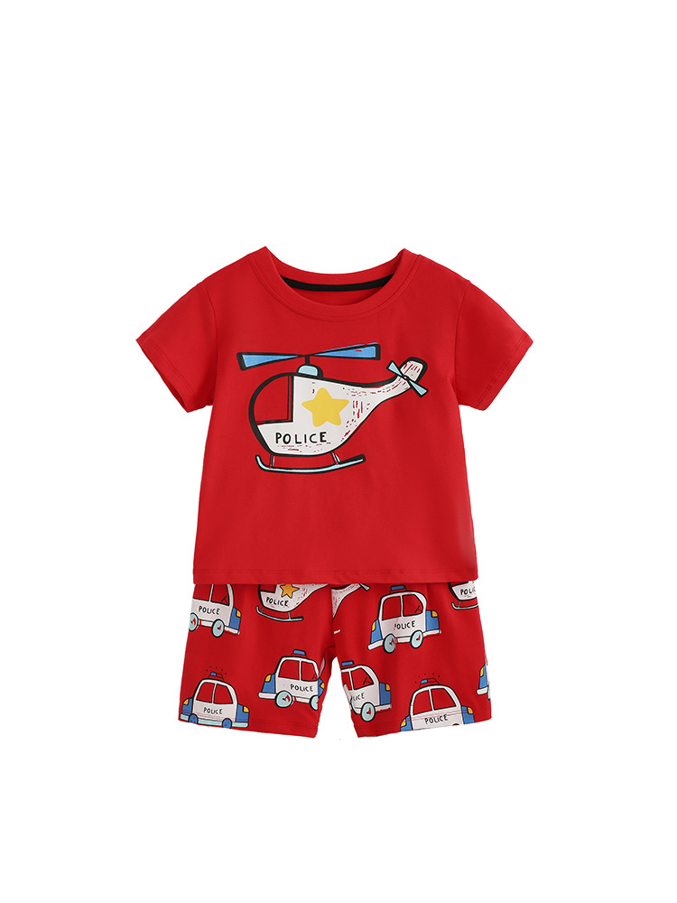 Malwee transfronterizo de niños dos piezas de ropa de verano nueva ropa para el hogar europea y americana de niños de cuello redondo camiseta infantil conjunto