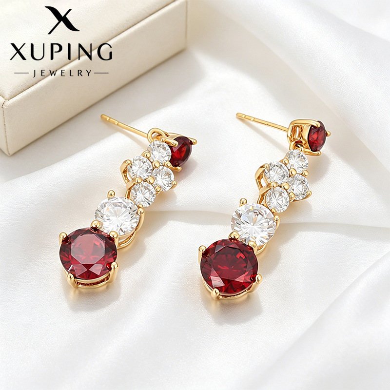 Xuping serie de aretes de color lujoso ligero estilo francés aleación de cobre chapado 14k color europeo y americano transfronterizo elegante aretes para mujeres