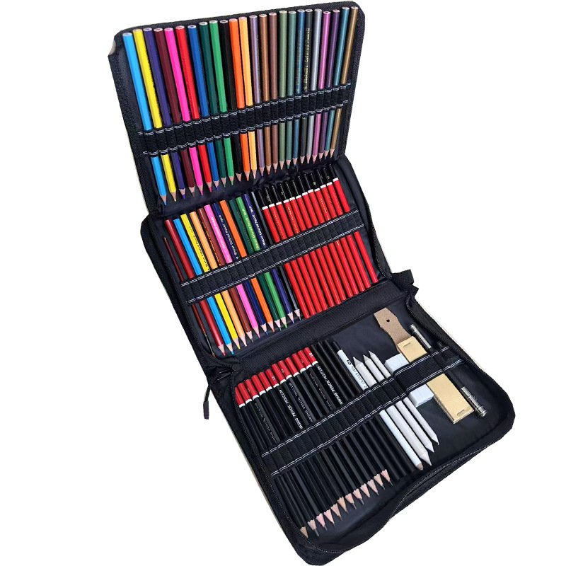 Juego de bolsas de lápices transfronterizas Nuevo juego de pintura de plomo de color de dibujo de 73 piezas Nuevo juego de lápices de color de dibujo de 73PCS