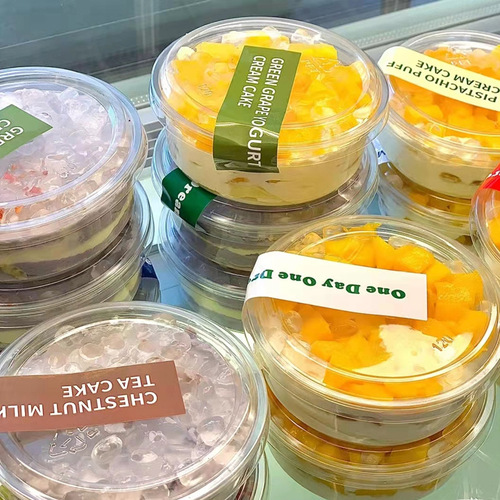 ins Internet celebrity cake roll packaging box tiramisu mousse cream cake transparent box fruit salad pudding bowl 