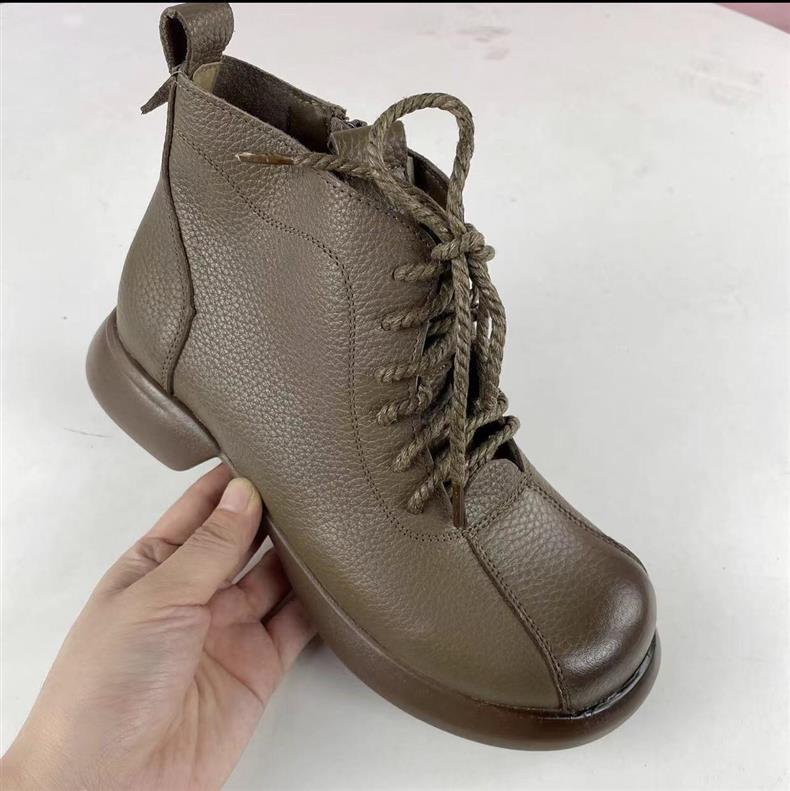 Women's Martin Ankle Boots In Soft Leather With Fleece Lining_voghion.com