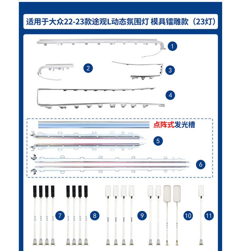 Aplicable a 22 - 24 tipos de luces de atmósfera especiales Tiguan L / X (tipo de grabado láser)