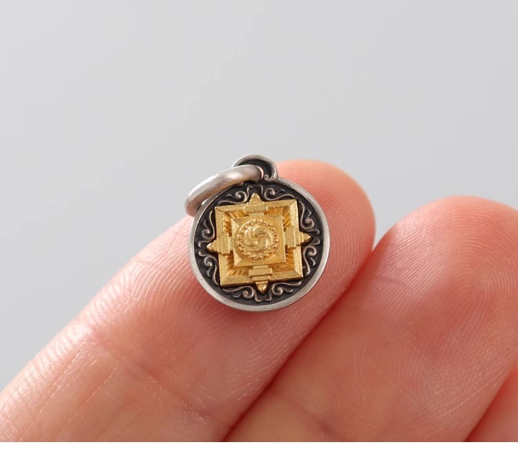Xizang-Style Golden Pendant with Ethnic Woven Bracelet, DIY Bead Spacer, Necklace Side Charm