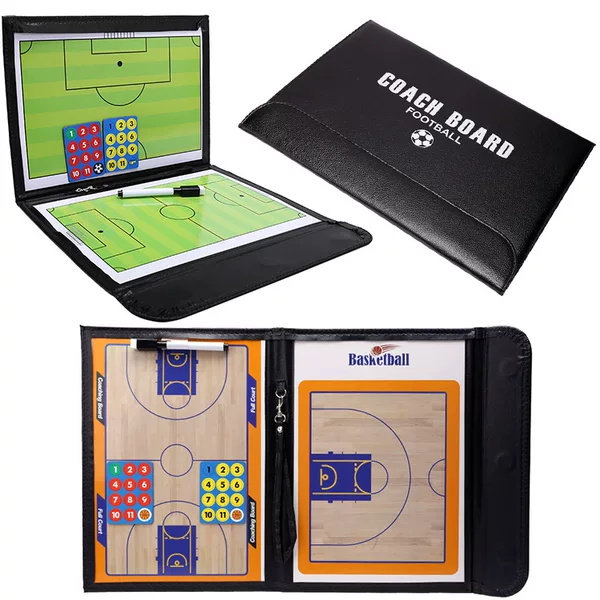 2.5 Fold Football Tactical Board Portable Leather Folding Coach Board Two Fold Half Basketball Tactical Disc Magnetic Game