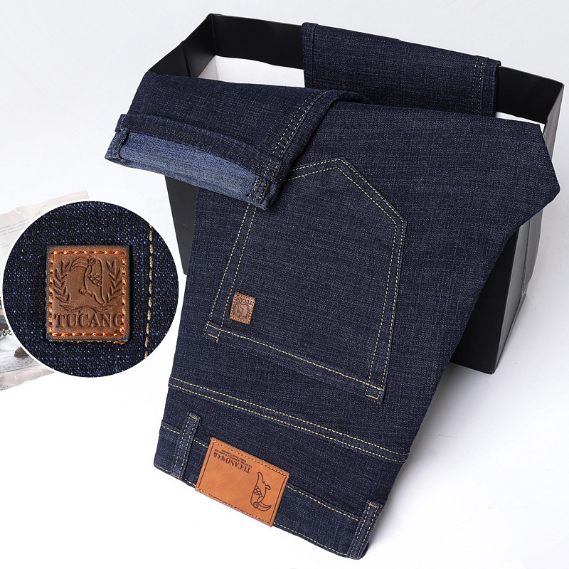 Woodpecker Lycra Cotton Stretch Young and Middle-aged Business Jeans Men's Straight Mid-high Waist plus size Special Long Pants