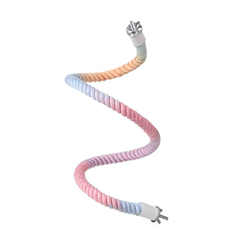 Parrot Swing Rope Perch — Colorful Cotton Climbing Rope, Fixed Both Ends, Flexible Loop