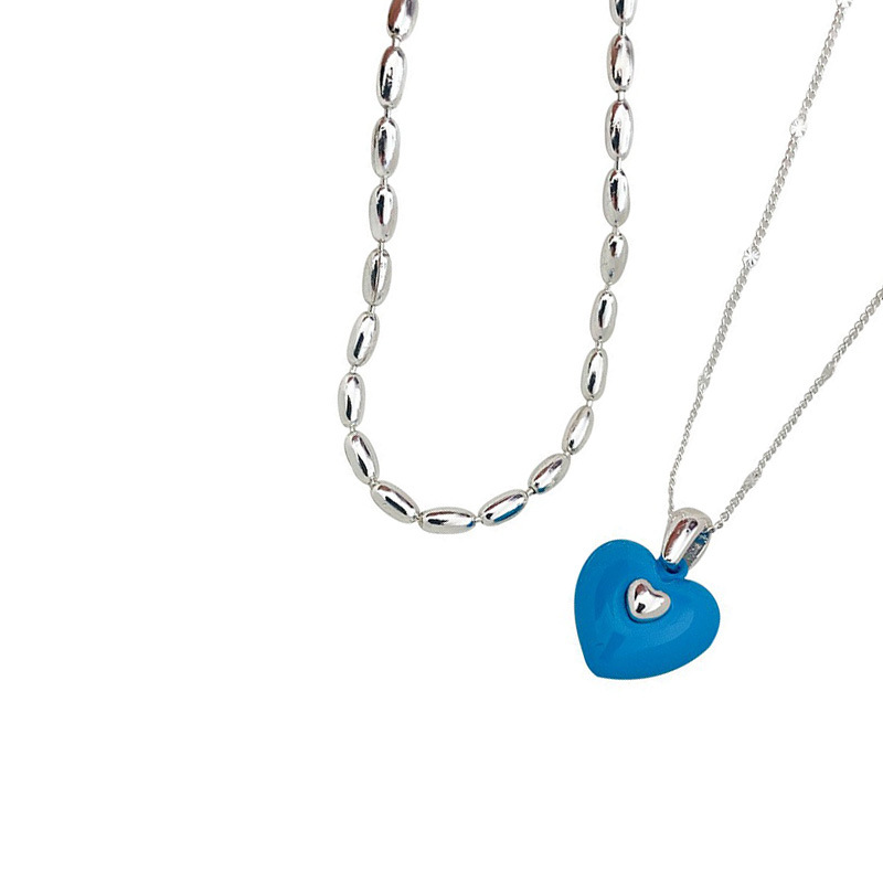 Summer silver millet beaded love necklace women's fashion versatile light luxury niche choker clavicle chain necklace_voghion.com
